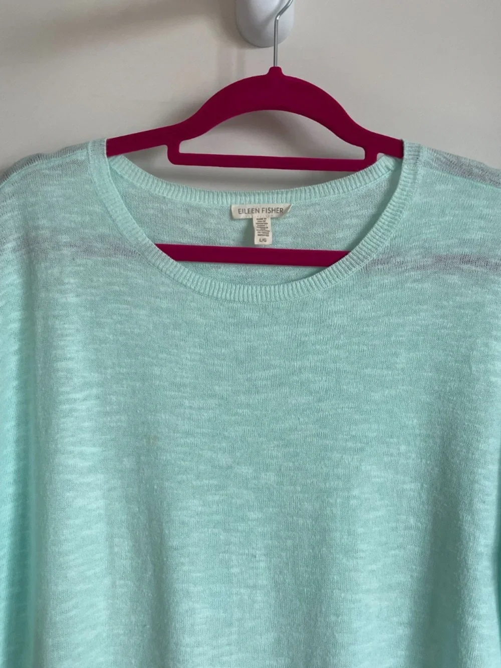 Eileen Fisher Organic Linen Cotton Mint Green S/S Oversized Tunic Top